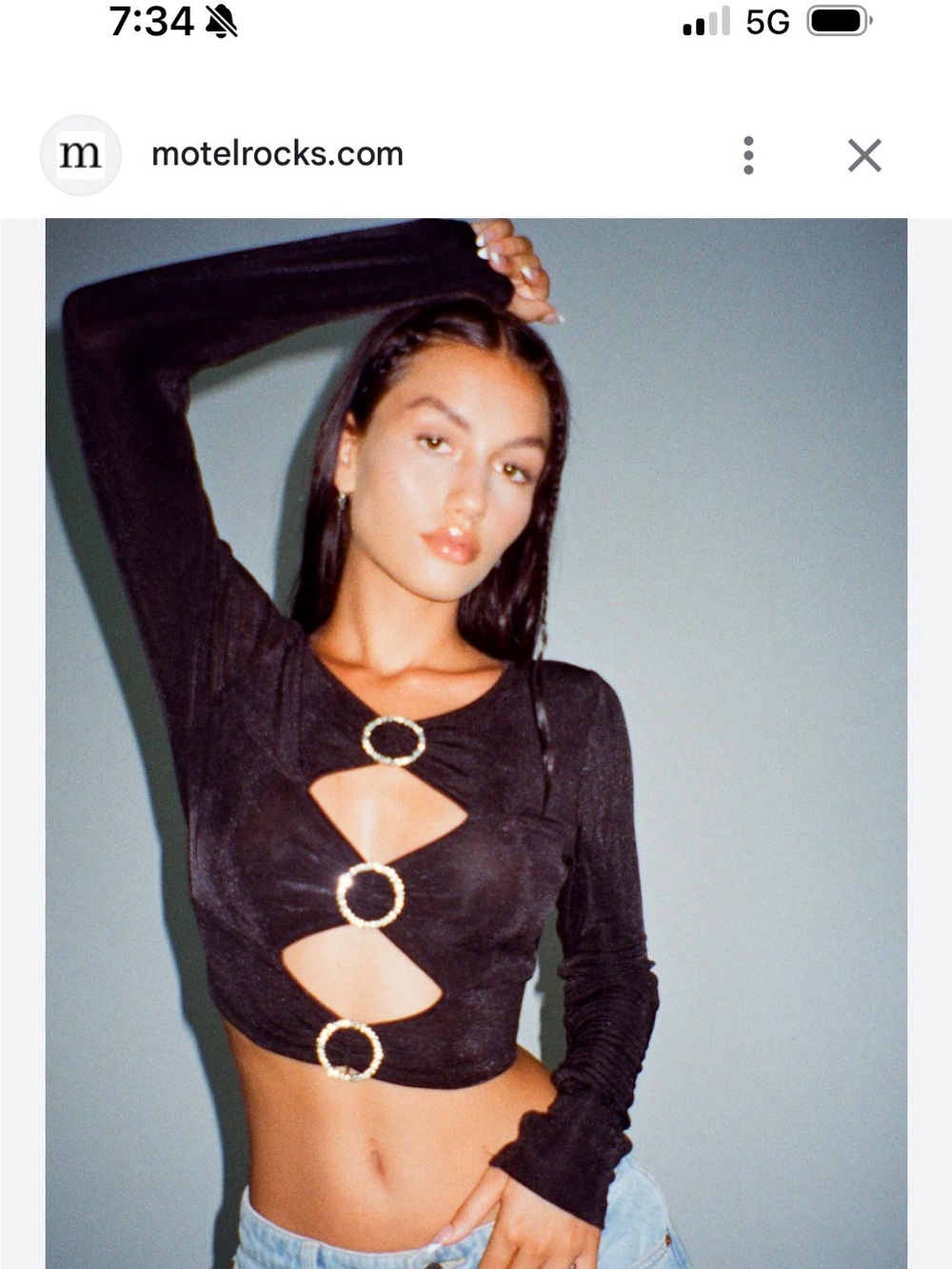 Motel Rocks Black Cutout Long-Sleeve Top